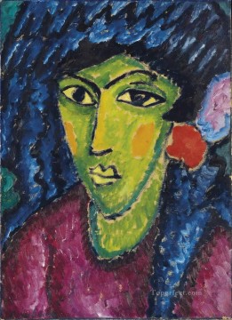 Artworks in 150 Subjects Painting - Blue Shawl Alexej von Jawlensky Expressionism